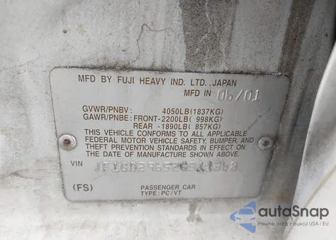 2002 Subaru Impreza Wrx from USA, damaged, VIN JF1GD29652G511368